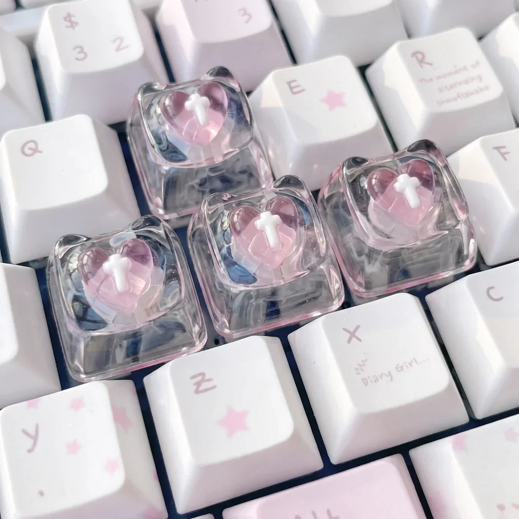 NICOMO ねこみみクリアキーキャップ 4個セット