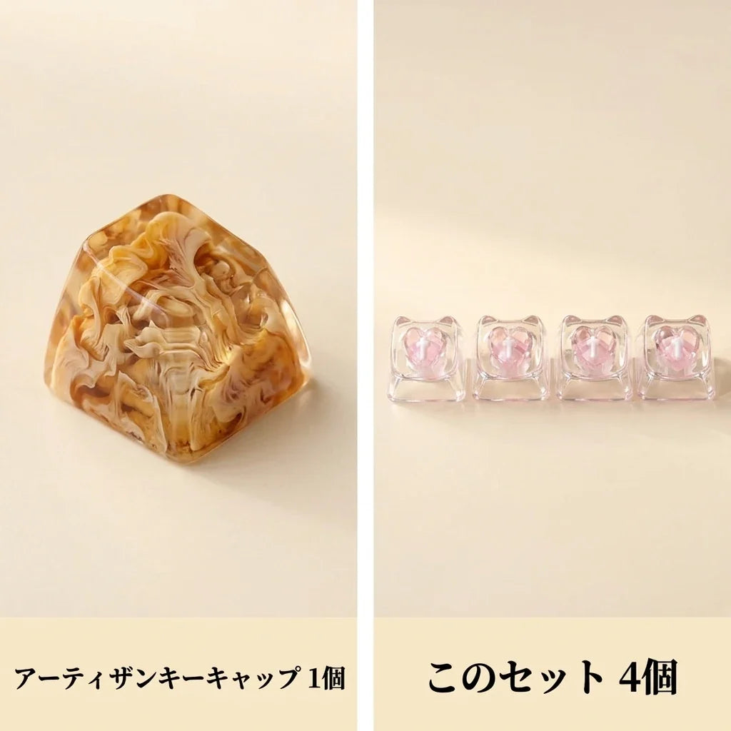 NICOMO ねこみみクリアキーキャップ 4個セット