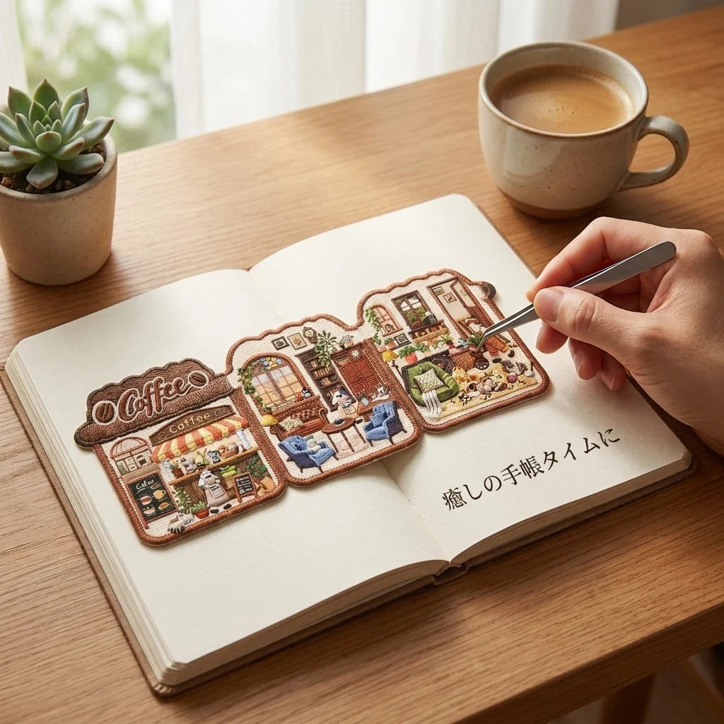 NICOMO 刺繍風 立体シール ちいさなお店