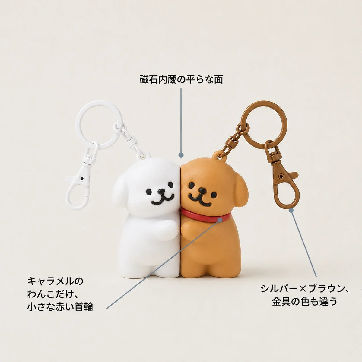 NICOMO くっつくペア犬キーホルダー