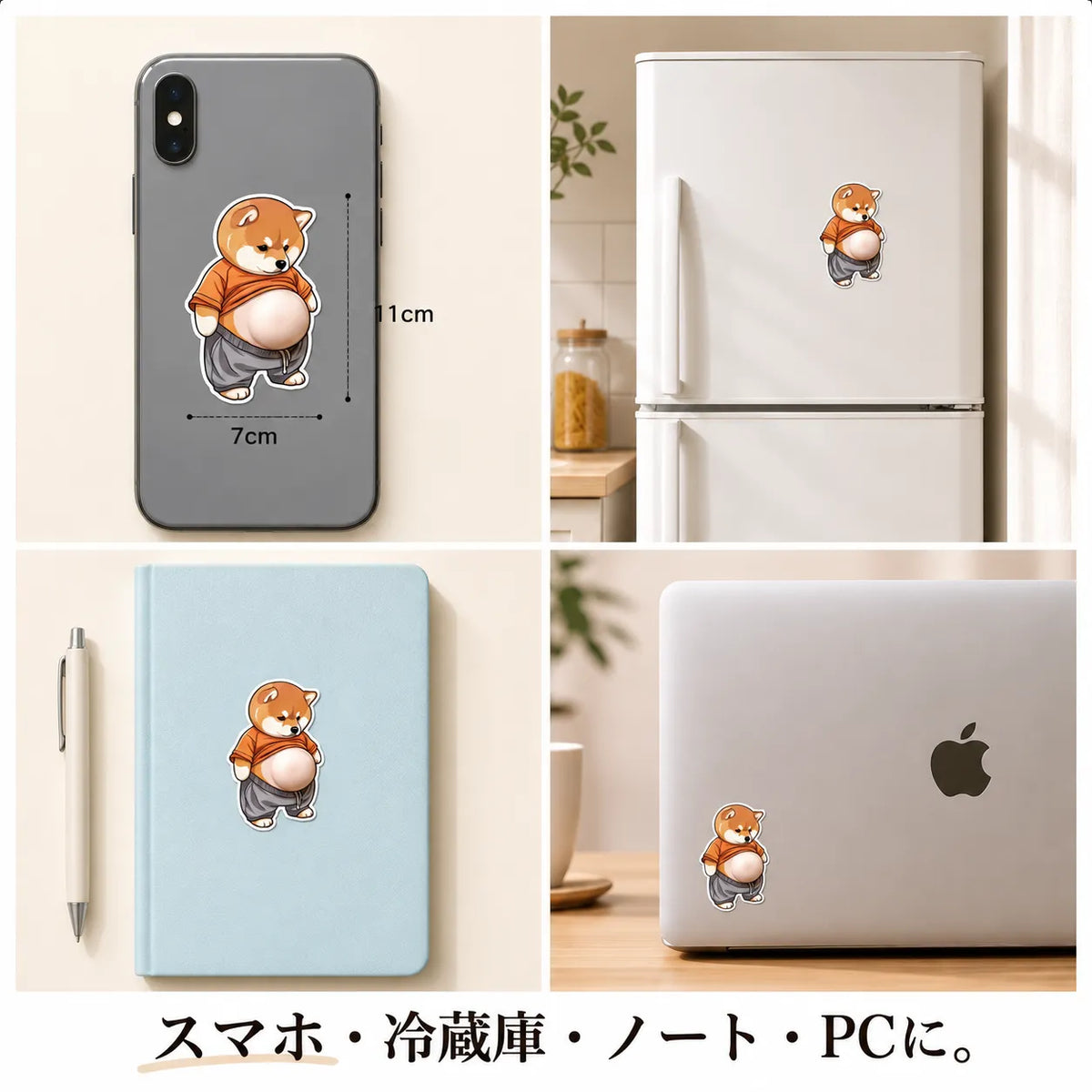 NICOMO ぷにぷにお腹 デブ柴3Dシール