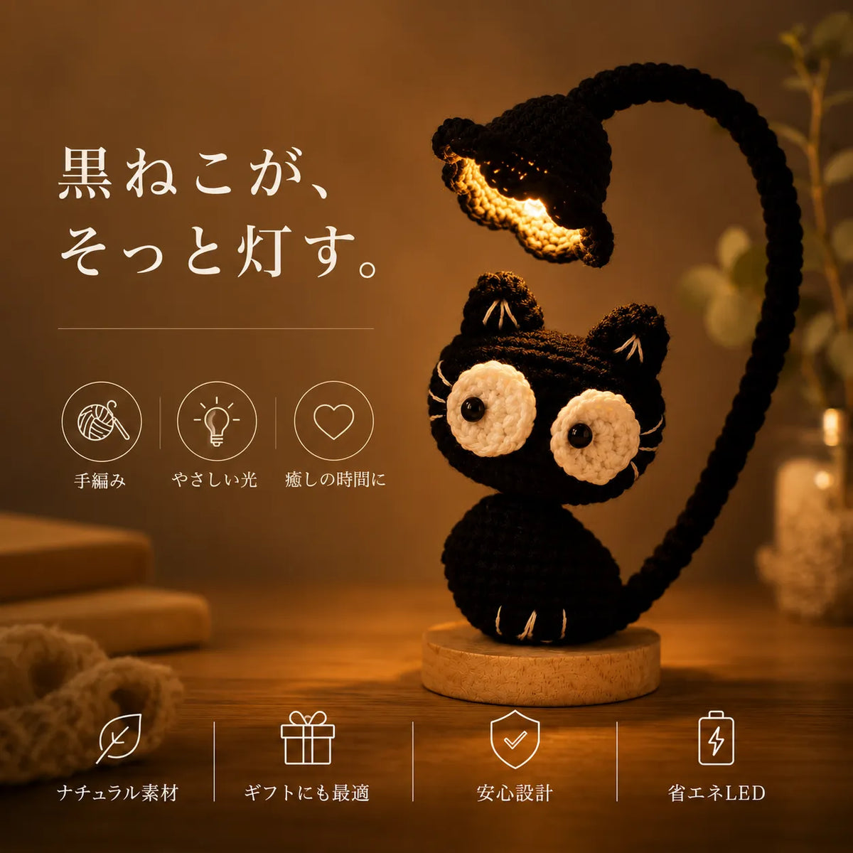 NICOMO あみぐるみ猫ランプ