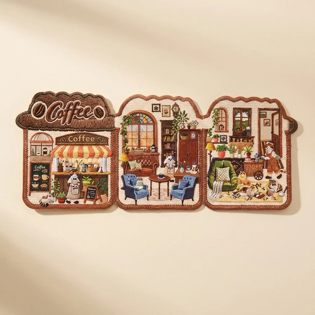 NICOMO 刺繍風 立体シール ちいさなお店