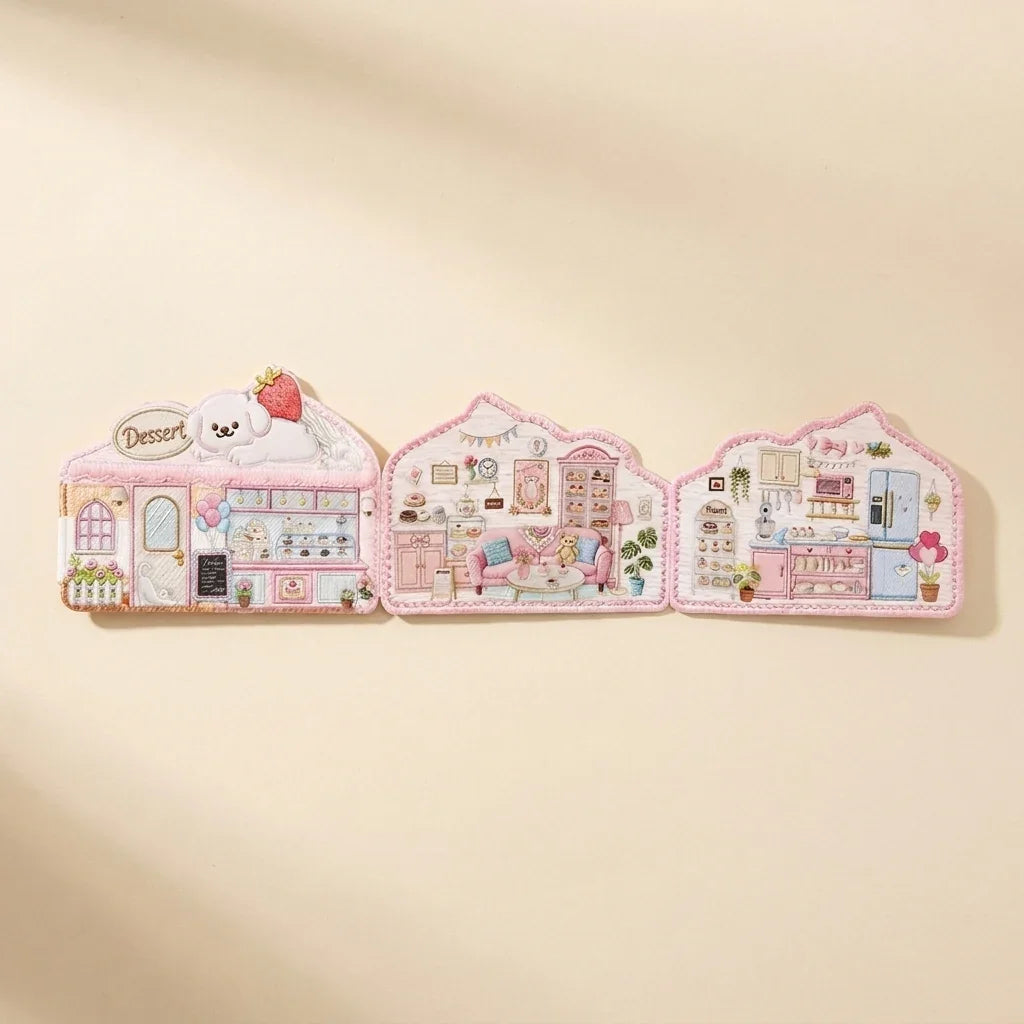 NICOMO 刺繍風 立体シール ちいさなお店
