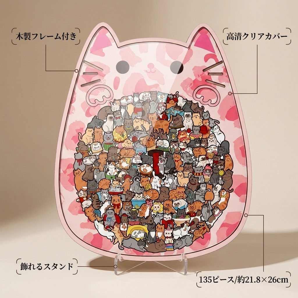 NICOMO まんまる猫の木製パズル