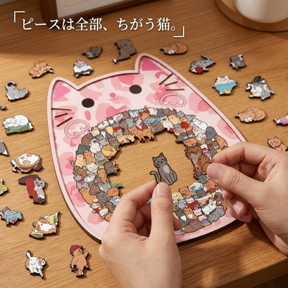 NICOMO まんまる猫の木製パズル