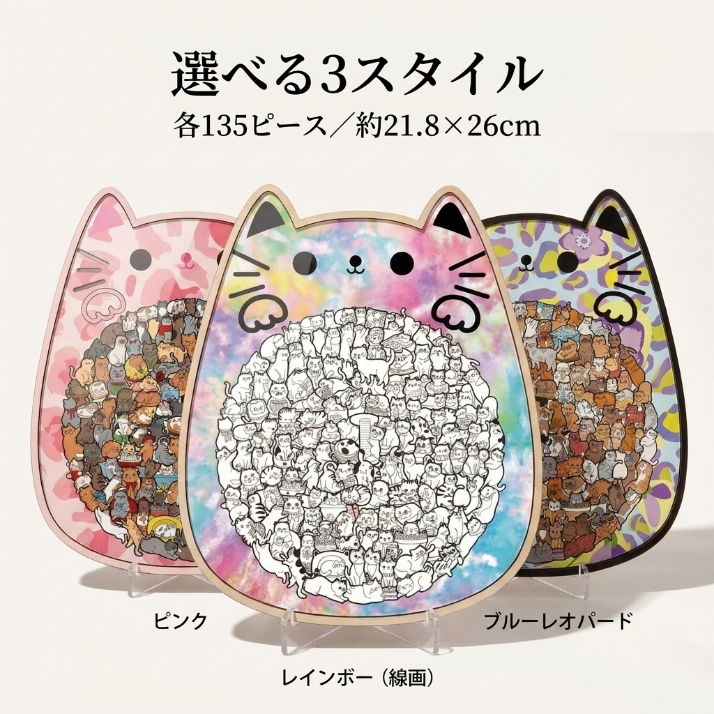 NICOMO まんまる猫の木製パズル