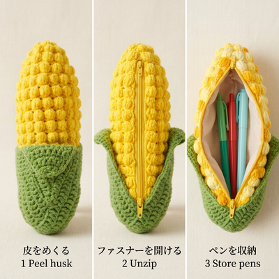 NICOMO とうもろこしクロッシェ ペンポーチ