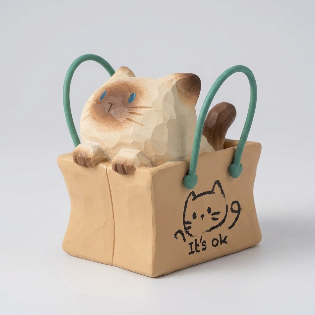 NICOMO 手のひらのシャム猫フィギュア